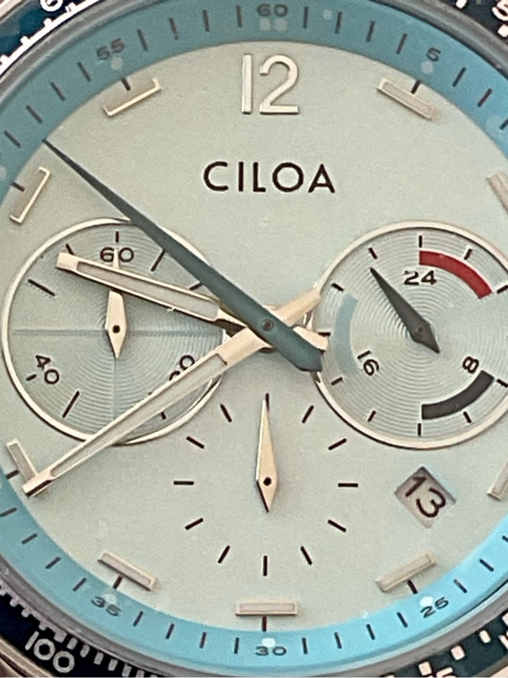 Beautiful NIB Colorful Functional Ciloa 3 Register Chronograph w Tachymeter - Picture 7 of 7